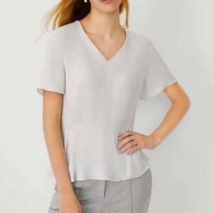 Ann Taylor Elegant Cream V-Neck Blouse